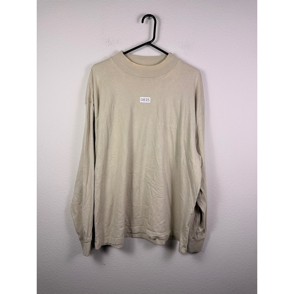 Fear of God Essentials Long Sleeve T-Shirt Tan Beige Mock Neck Men S